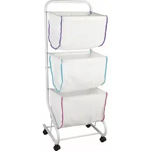 Laundry Basket Wenko Escala 46 x 126 cm polycotton/steel, white, 4 compartments