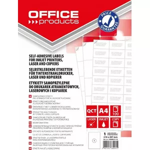 Labels Office Products 210 x 297 mm white sheets, 100 sheets, A4 format
