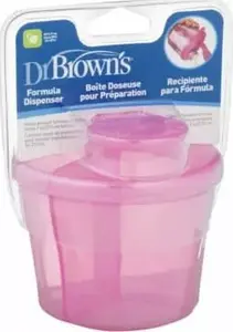 Sausā piena konteineris DrBrowns AC038 — 3 nodalījumu pārnēsājams maisījuma dozators, rozā