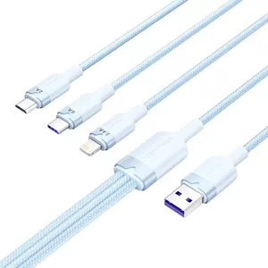 USB 2.0 A to 3‑in‑1 6A cable Vention CTRLG 1.5 m blue