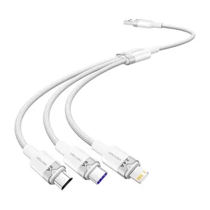 USB 2.0 A to 3-in-1 6A cable Vention CTRWG 1.5 m white