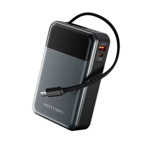 Внешний аккумулятор Vention FHYB0 20000 мАч со встроенным кабелем USB-C 65 Вт черный