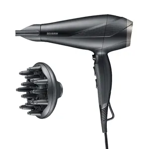 Фен SEVERIN HT0167 черно‑серебристый, 1600 Вт, компактный складной корпус