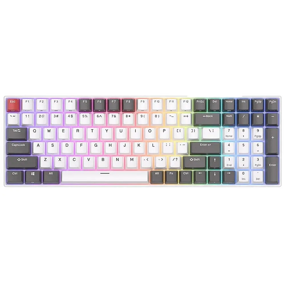 Mechaniskā klaviatūra Royal Kludge RK100 balti‑pelēka