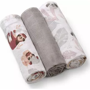 Муслиновые детские пелёнки 3 шт, baby ono 348/10, серые, лёгкая воздухопроницаемая ткань