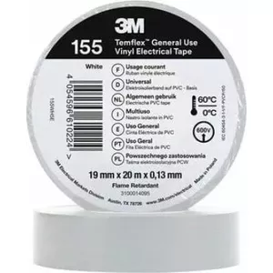Izolācijas lente 3M Temflex 1300 PVC 19 mm x 20 m — 3M (balta)
