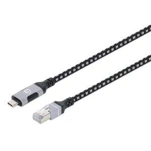 Manhattan USB-C to Gigabit Network Ethernet RJ45 Cable 2m Black/Silver