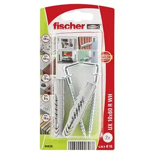 Screw hook & wall plug kit Fischer 94626 60 mm Nylon 2 pcs