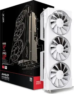 Видеокарта XFX Radeon RX 9070 — 16 ГБ GDDR6, 256-bit, PCIe x16, 2210 МГц, 3 вентилятора, белая, HDMI + 3×DisplayPort