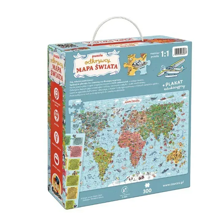 Puzle CzuCzu Explorers World Map, 300 detaļas Photo 2