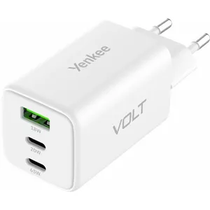 Charger YENKEE YAC G65 WH 65W USB-C 3A fast power delivery