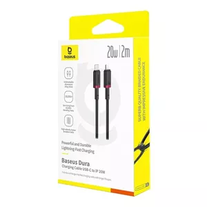Кабель зарядный USB-C — Lightning Baseus Dura P10377800U01-03, 2 м, 20 Вт, USB PD, алюминиевый корпус, нейлоновая оплётка, красный