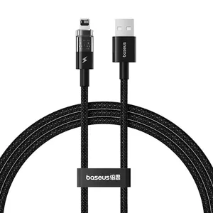 USB uzlādes kabelis Baseus Gem P10373003111-00, 1 m, 2,4 A, neilona apvalks, Lightning — USB-A, melns