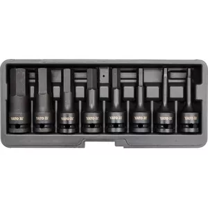 Screwdriver bit set YATO YT-1066 — 8 pcs, Hex (metric) bits, Cr-Mo steel, 1/2" (25.4 mm) hex shank