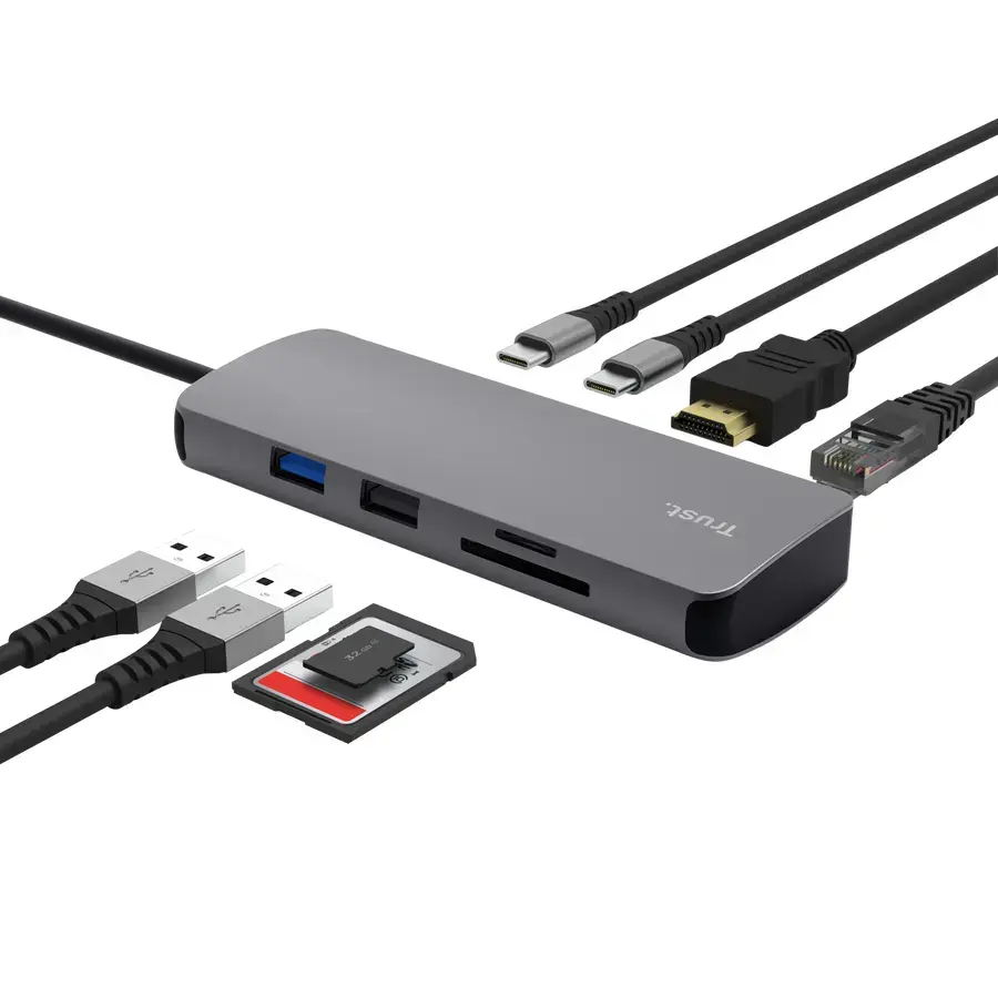 TRUST 25672 USB Type-C centrmezgls ar HDMI un Ethernet Photo 2