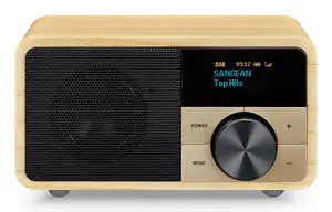 Sangean DDR-7 Personal Digital Wood Radio with DAB+ and FM Supported Bands 8 W RMS Rated Power OLED Display and USB Type-C Charging Port