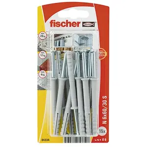 Screw & anchor kit Fischer 84334 15 pcs 60 mm for concrete brick