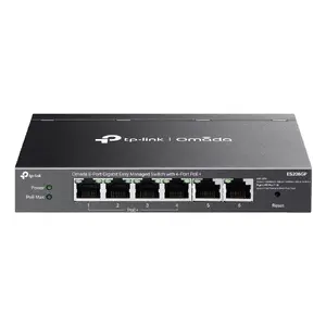 Управляемый коммутатор Gigabit PoE TP-Link Omada ES206GP — 6 x RJ-45 (10/100/1000), 12 Гбит/с, 8000 MAC, DC 53,5 В, черный