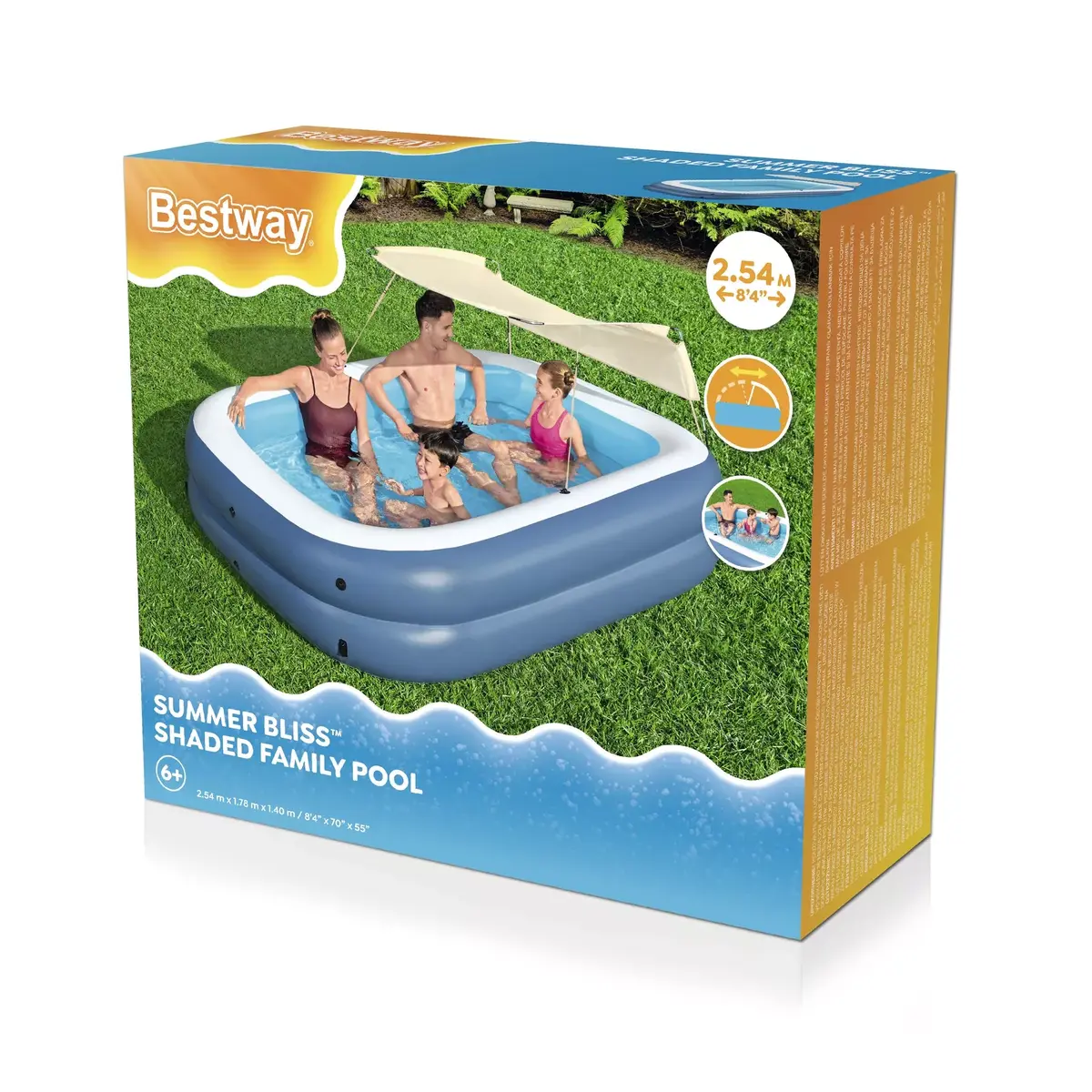 Bestway Summer Bliss надувной семейный бассейн с тентом 2,54×1,78×1,40 м Photo 14