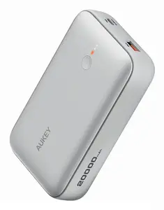 Power bank Aukey Spark Mini 20000 mAh, Power Delivery, 1×USB-C + 1×USB-A, Silver