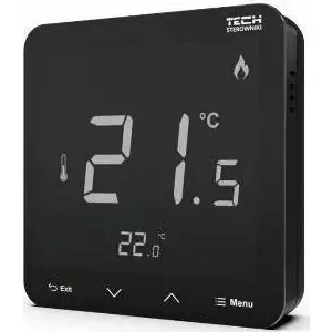 Room wireless controller TECH R-8-S PLUS with humidity measurement, black