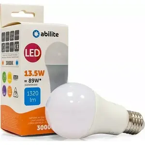 Spuldze ABILITE klasiskā matēta siltā balta E27 13,5W 230V 1320 lm A60