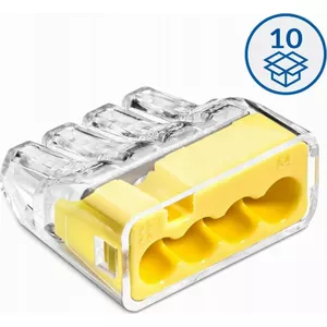 Push-fit wire connector Simet SCP4 for solid/stranded conductors 4×0.75–4 mm² 32 A transparent/yellow, pack 10
