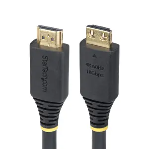 StarTech High Speed HDMI Cable with Gripping Connectors, 4.5 m, 4K 60Hz, 18Gbps, HDMI Type A Male to HDMI Type A Male, Black