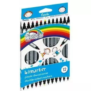 Divpusējas flomasteri Grand Fiorello, 12 krāsas — komplekts ar 12 divpusējiem marķieriem