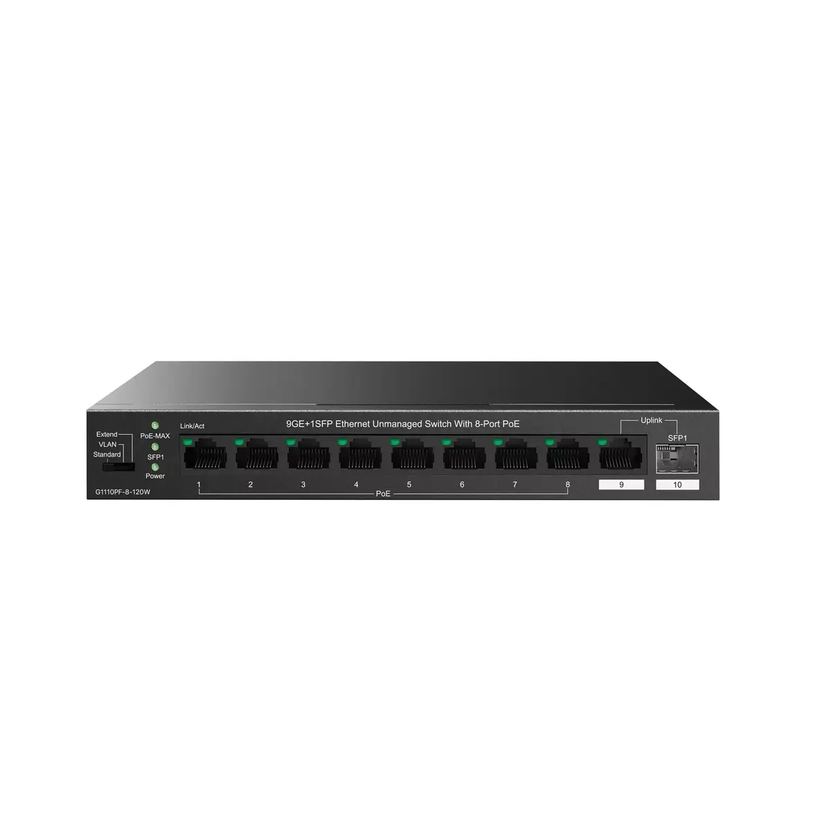 Неуправляемый коммутатор Tenda TEG1110PF-8-120W Photo 2
