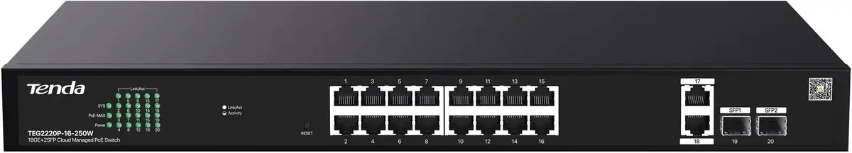 TENDA TEG2220P-16-250W PoE+ Websmart L2 коммутатор Photo 4