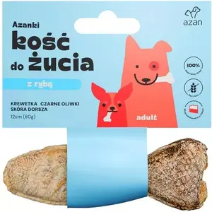 Жевательная косточка для собак Brit AZANKI Shrimp Black Olives из тресковой кожи 12 см, натуральное рыбное лакомство, 60 г