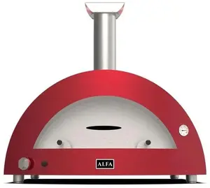 Picas krāsns Alfa Forni Moderno 5 Pizze Hybrid — 5 picu ietilpība, hibrīdā darbība (koksne un gāze), antique red