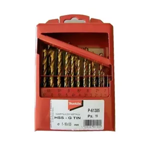Drill Bit Set Makita P-61385 — HSS-G TiN, 19 pcs, sizes 1–10 mm