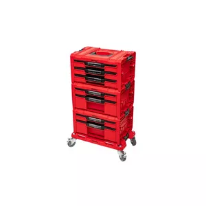 Darbnīcas komplekts QBRICK SYSTEM PRO DRAWER 3 Red Ultra HD — moduļu rīku uzglabāšanas sistēma ar atvilktnēm