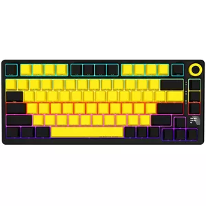 Bezvadu mehāniskā spēļu tastatūra LORGAR KBP7075W — melna/dzeltena, EN izkārtojums