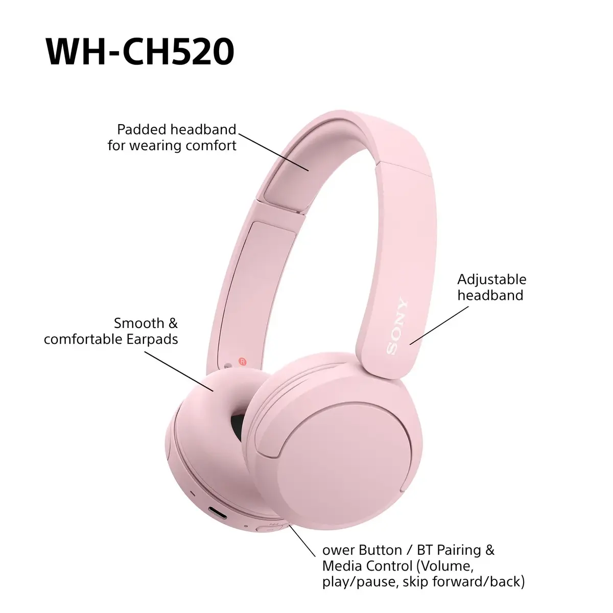 Austiņas Sony WHCH520P.CE7 Photo 8