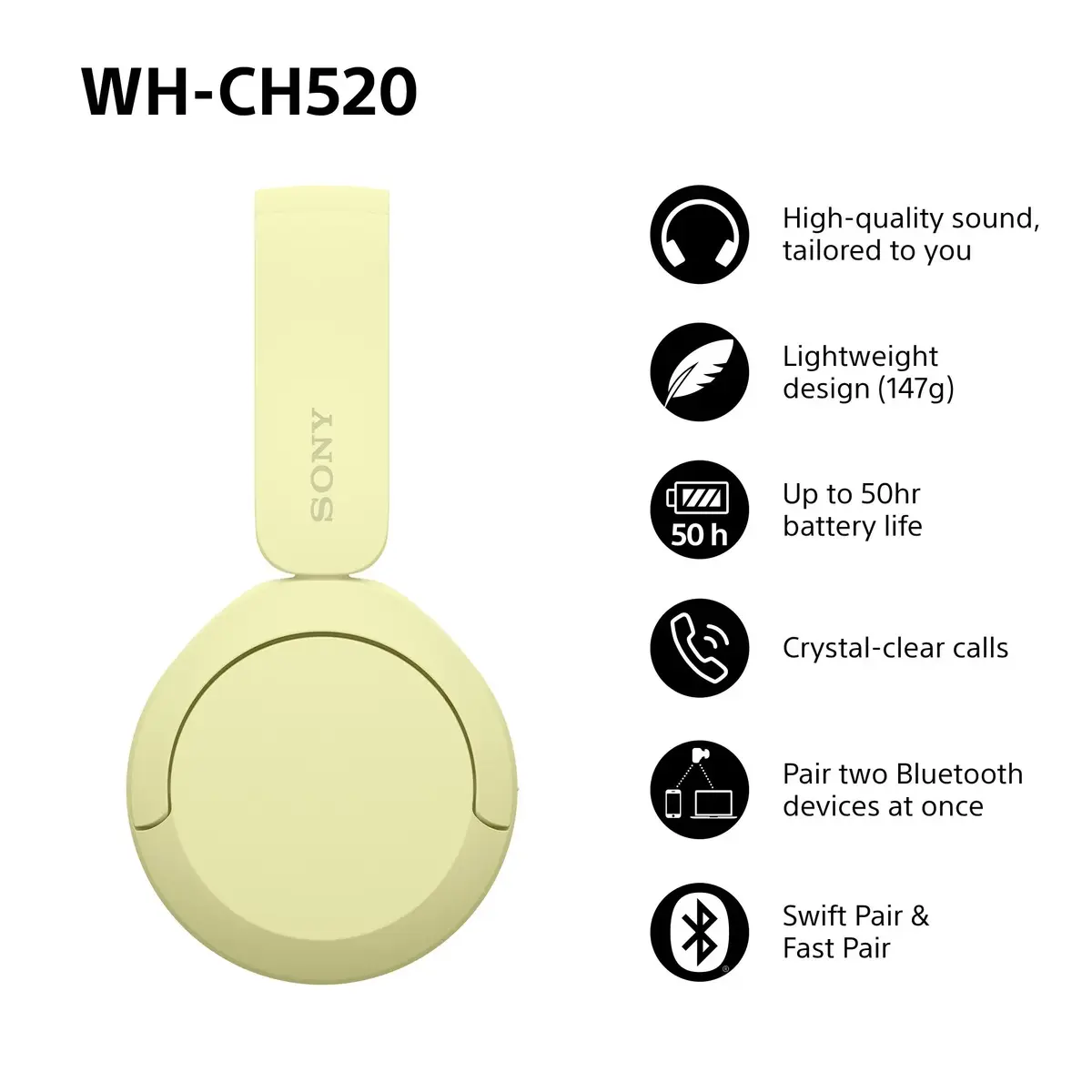 Наушники Sony WHCH520Y.CE7 Photo 2