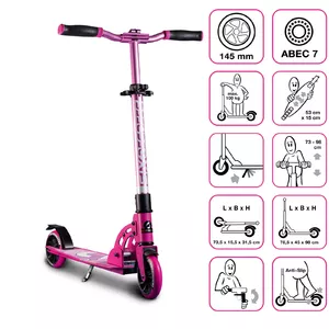 Six Degrees Aluminium Scooter skrejritenis 145 mm, rozā