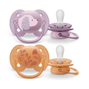 Соска-пустышка Philips AVENT SCF091/18 — ультрамягкая, ортодонтическая силиконовая соска, оранжево-фиолетовая
