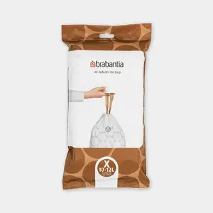 Atkritumu maisi BRABANTIA 12 L balti, 40 gab. (modelis 138041) plastmasas ieliktņi 490×357 mm