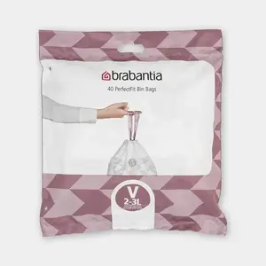 Trash bags BRABANTIA 100253 for 3 L bins, white, plastic, 40 pcs