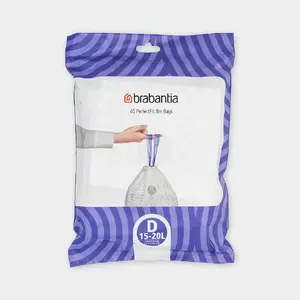 Trash bags BRABANTIA 138164, 20 L, white, plastic, 40 pcs, 545×435 mm