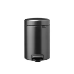 Trash can BRABANTIA NewIcon 3 L Confident Grey — pedal-operated steel waste bin