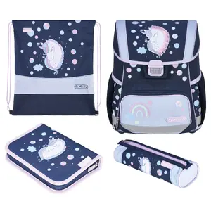 Skolas soma komplekts HERLITZ Loop Plus Unicorn Dreams — mugursoma, zīmuli kaste, sporta soma, maisiņš (meitenēm)