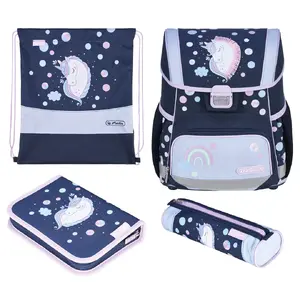 School bag set HERLITZ Loop Plus Unicorn Dreams — backpack, pencil case, sport bag, pouch (for girls)