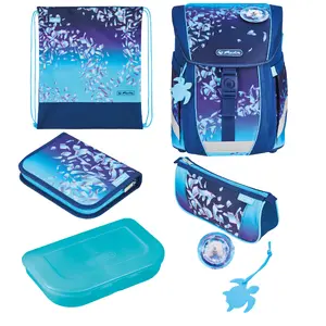 Skolas soma komplekts HERLITZ FiloActive XL Plus Blue Ice — poliesters, komplektā pusdienu kaste, zīmulīšu futlāris, zīmulīšu maisiņš, sporta soma; meitenēm, sākumskola
