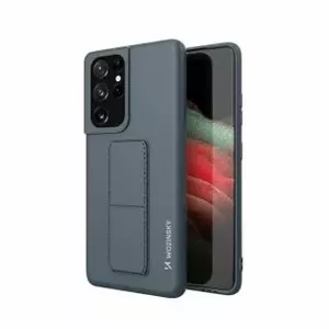 Aizmugurējais vāciņš Wozinsky - Wozinsky Kickstand Case silikona pamatnes vāciņš Samsung Galaxy S21 Ultra 5G tumši zils 