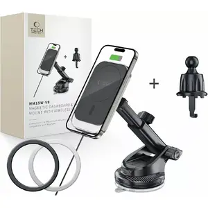 Car dashboard & vent magnetic MagSafe-style wireless charger mount 15W by Tech-Protect MM15W-V9, black