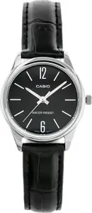 Часы CASIO LTP-V005L 1B — женские аналоговые наручные, кожаный ремешок, стальной корпус